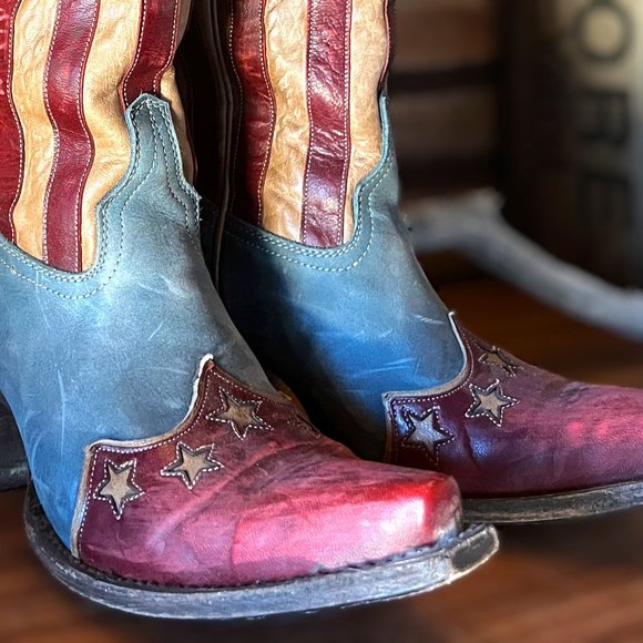 Old Gringo Shoes - Old Gringo - Bloom - Women's Cowboy Boots - 8.5 - American Flag - Yippie Ki Yay